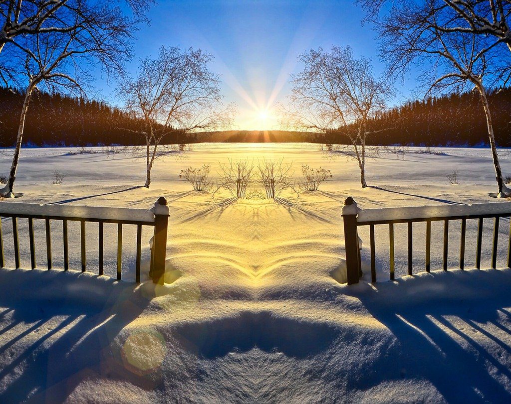 sunset, spring, melting