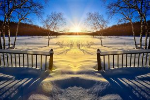 sunset, spring, melting